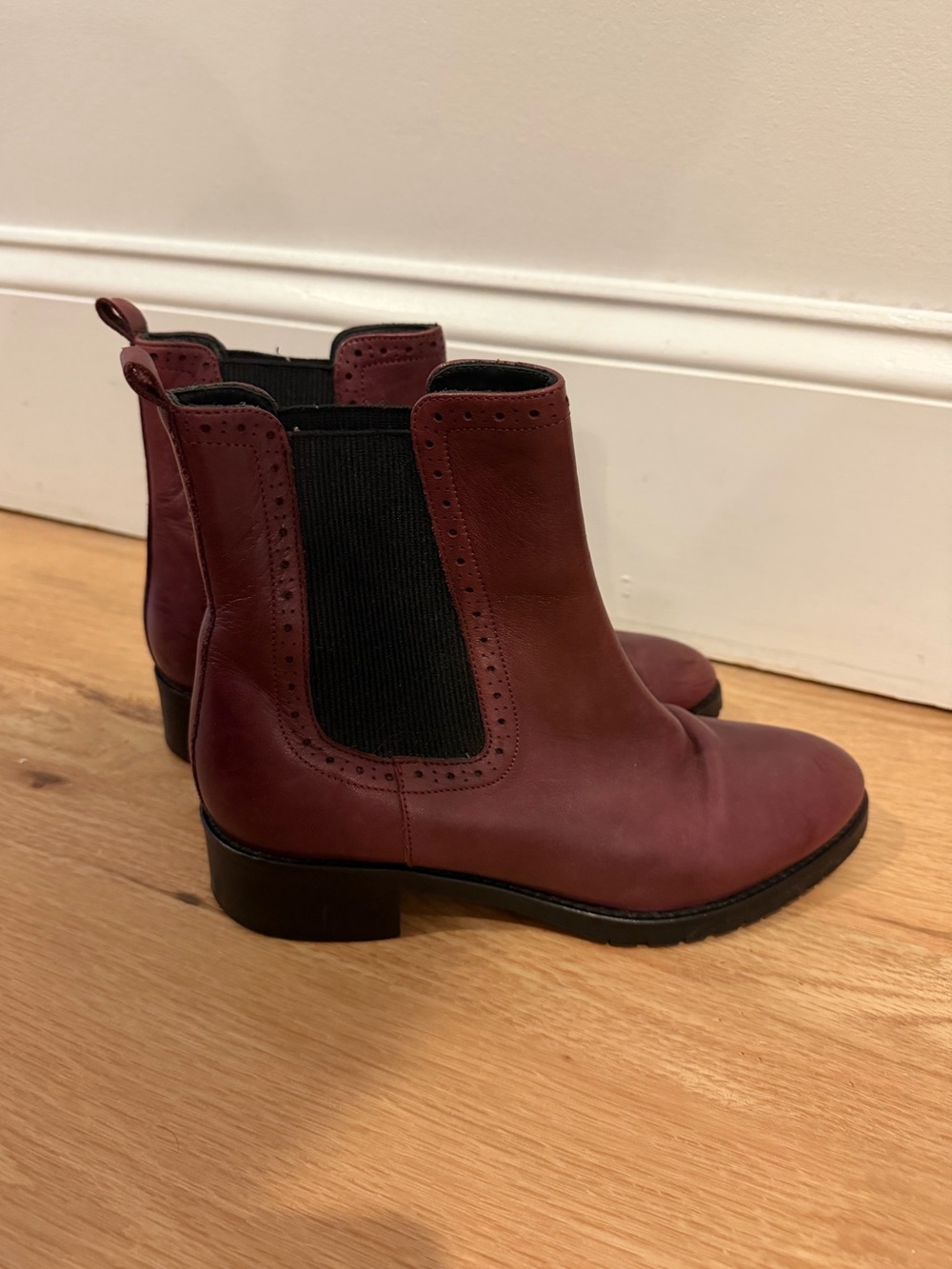 Barbara Barbieri Oakbark Red Leather Pull On Chelsea Ankle Boots